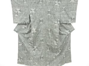 リサイクル　抽象模様織り出し手織り紬着物